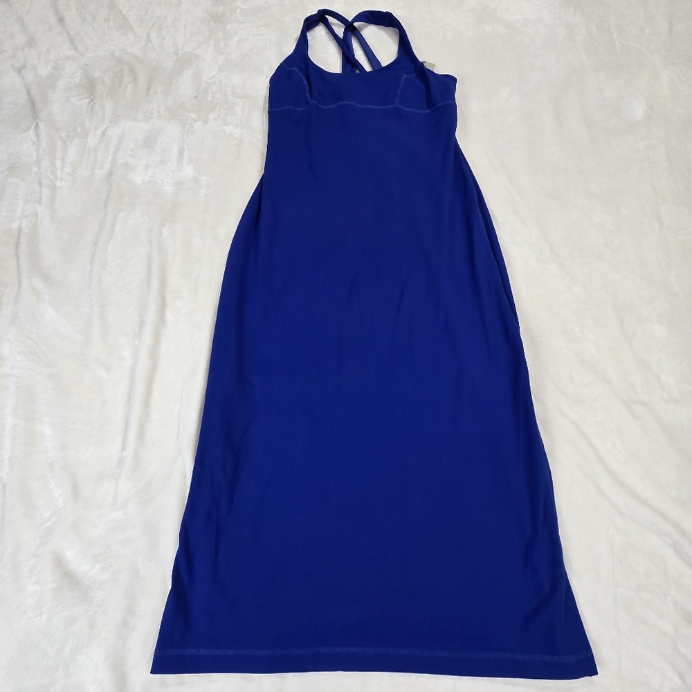 Sweaty Betty EMILY STRAPPY BACK RIB DRESS IN LIGHTNING BLUE size 10